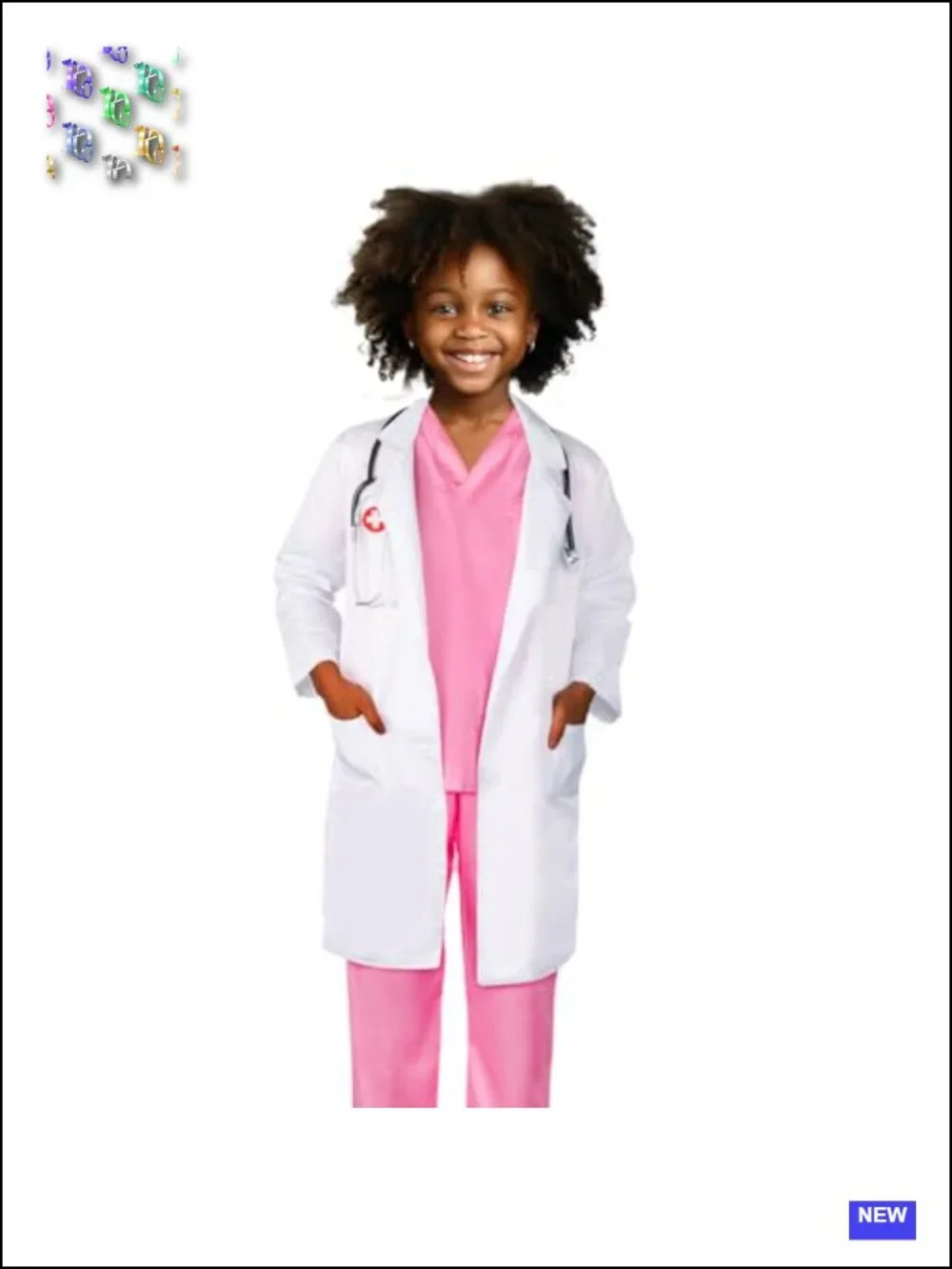 Kids Doctor Costume Set Pretend Play Dress Up with Lab Coat Stethoscope 3-10